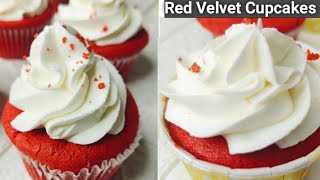 Red Velvet Cupcakes Recipe| EgglessSoft & Moist Red Velvet Cupcakes| Eggless Cupcakes Recipes|