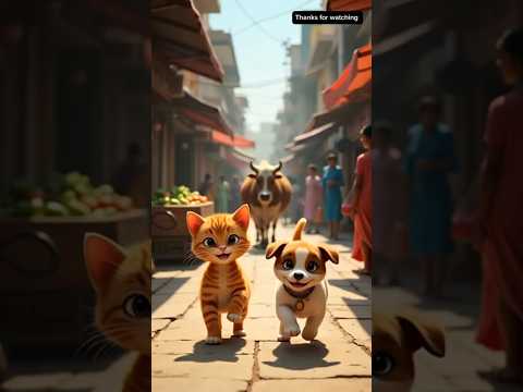 cute cat 😸 playing with friend #shorts #cat #shortvideo #ai #cartoon #animation #ytshorts #funny