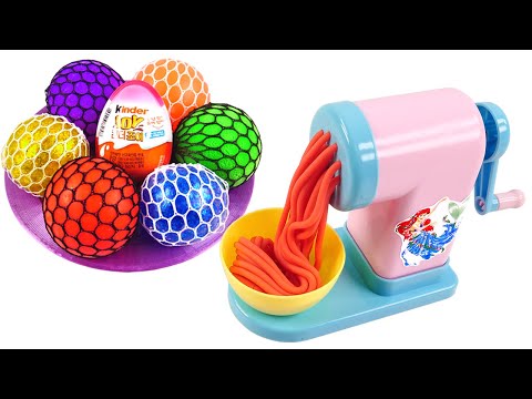 Satisfying Video | How To Make Rainbow Noodle into Glitter Balls Cutting ASMR RainbowToyTocToc