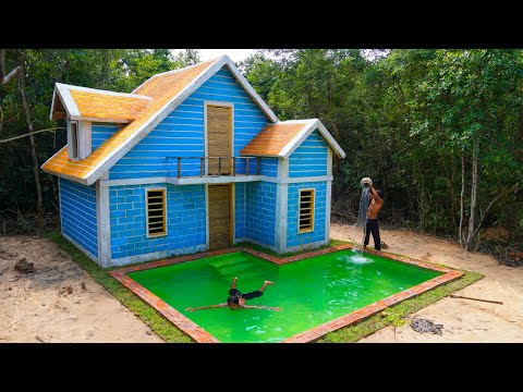 25 Days Building Underground two-story House with Gym room & Swimming Pool