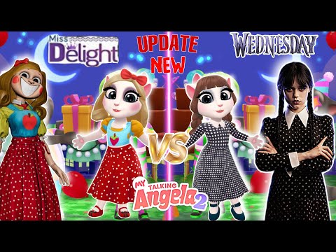 My Talking Angela'm 2 || Miss Delight vS Wednesday | New Update 😻💋Cosplay