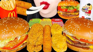 ASMR McDonald's Korean Garlic burger, Chicken Wings, Nuggets, Mozzarella Cheese Sticks 맥도널드 햄버거 먹방