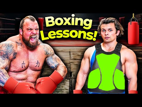 Eddie Hall Teaches Will Tennyson Kickboxing and Boxing