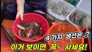 [통영 활어시장]  이 생선보이면 무조건 사세요..  구입한 4가지 생선은 무엇일까요?  게다가 값도 싸요!!!