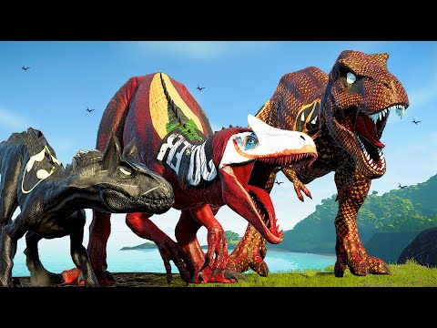 (Jurassic World Evolution)Batman Indoraptor,Joker Allosaurus,Deadpool T-Rex Dinosaurs Fight