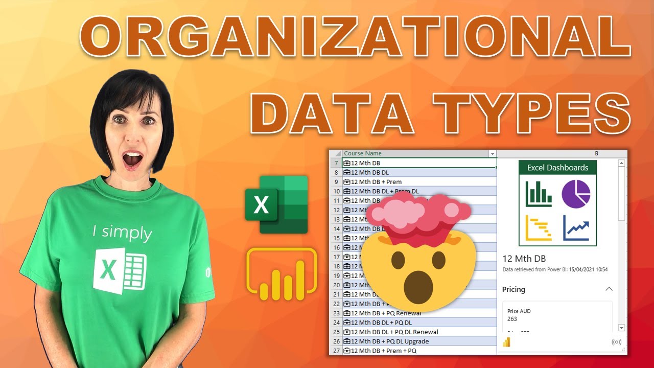 Excel Power BI Organisational Data Types - Mind Blowing New Feature! - My Online Training Hub