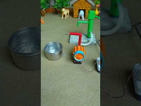 Mini hand pump project water with supply motor drinks for cow house farm #waterpump #365