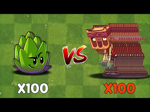 PVZ 2 Challenge - 100 Plants vs 100 Grinderhead Zombie Level 2 Custom Speed