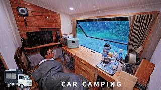 [Car camping in the rain] Emergency failure...‼︎Camping using the latest portable electric car