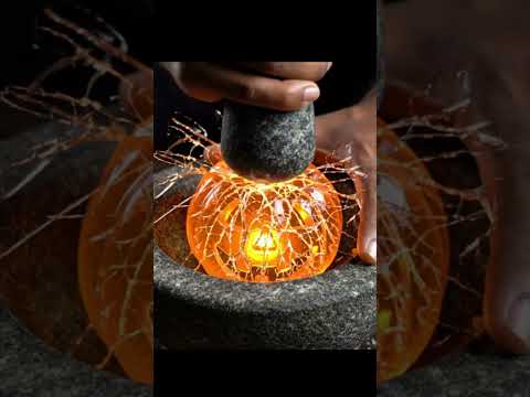 【4K】【ASMR】 Glass Pumpkin Crushing | Satisfying Halloween Sounds 🎃