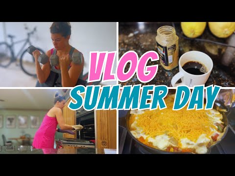 HEALTHY/PRODUCTIVE SUMMER DAY WITH ME! EXERCISE AT HOME, COOKING FOR MY FAMILY OF 6, YARD SALE FINDS