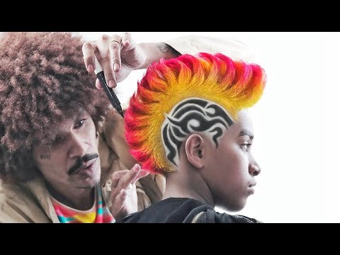 Incrível corte artístico 😱 Moicano de fogo 🔥