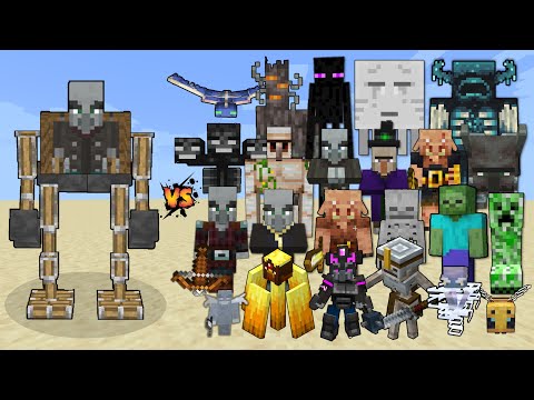 Illager Mech vs All Minecraft Mobs & Minecraft Dungeons mobs - Mob Battle
