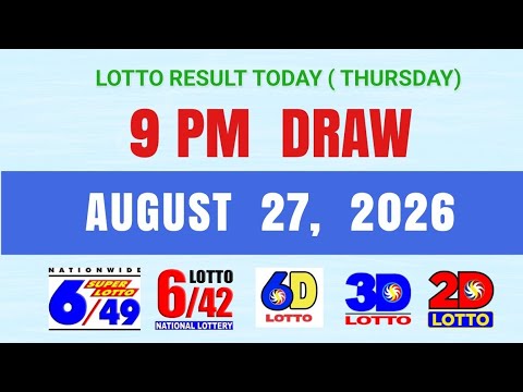 Lotto Results Today 9pm Draw August 27, 2026 PCSO 6/49, 6/42