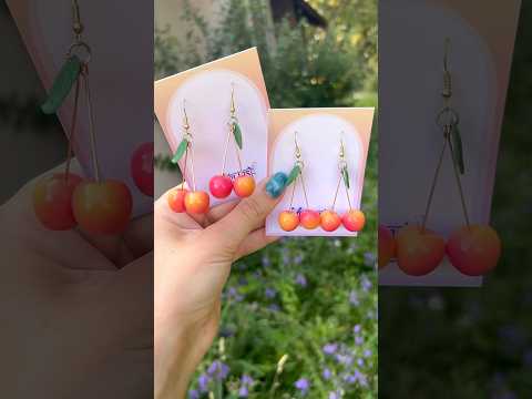 Miniature Polymer Clay Cherries #polymerclay #clayminiature #craft #handmade #cherries