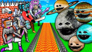 SURVIVAL BASE of MOON WAKES UP vs TV MAN TITAN and TV WOMAN vs SKIBIDI TOILET in MINECRAFT animation