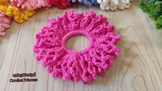 اسهل طريقة لعمل توكة كروشيه من بواقي الخيوط | Crochet hair tie