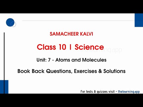 Atoms and Molecules Questions, Answers | Unit 7  | Class 10 | Chemistry | Science | Samacheer Kalvi