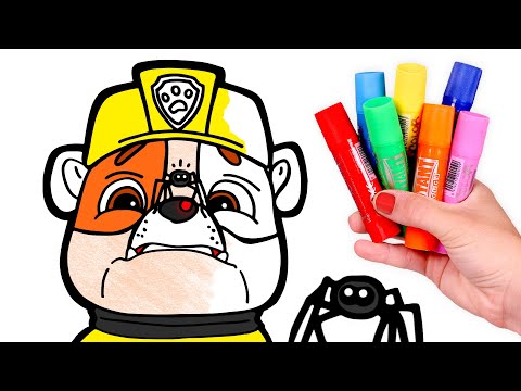 Dibuja y Colorea 🐾 A RUBBLE le dan miedo las ARAÑAS 💛🕷 Paw Patrol