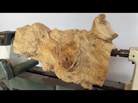 Woodturning-Turning A Rough And Scary Piece Of Wood Into A Work Of Art With Epoxy Resin And A Lathe.