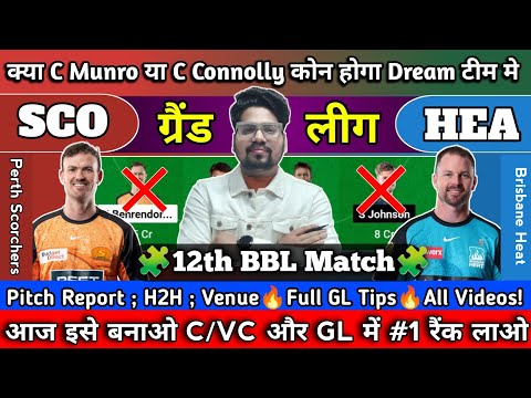 Perth Scorchers vs Brisbane heat dream11 prediction | sco vs hea dream11 prediction | bbl 2024 gl