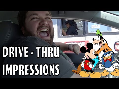 Mickey, Donald, and Goofy at the Drive Thru