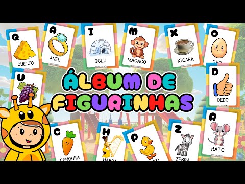 Álbum de figurinhas - Aprender o alfabeto - Alfabeto completo em português - Aprender o abc