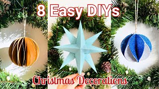 LAST MINUTE CHRISTMAS DECORATION IDEAS AT HOME | 8 Easy DIY Christmas Crafts