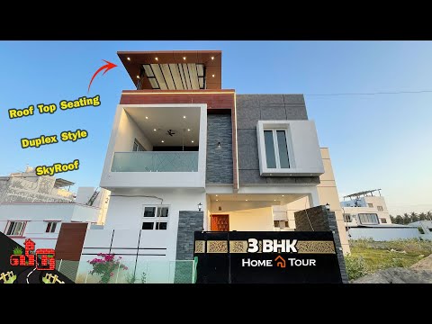 WOW😍வீடு!!2.75 சென்ட்டில் Sky View Ceiling &Roof Top Seating உடன் அழகான 3BHK Duplex வீடு | Veedu 542