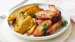 🔥 FIRINDA AZ YAĞLI ÇITIR TAVUK KANAT VE PATATES 🥔 EN LEZZETLİ VE PRATİK TARİF!