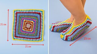 How to Crochet Granny Square Slippers easily Miarti🧶