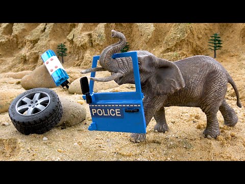 Find and assembly toy police car in cave | best police car story