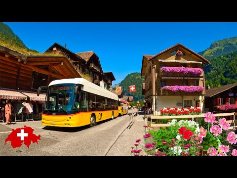 Lauterbrunnen Valley Switzerland🇨🇭Swiss Village walking tour in a sunny day