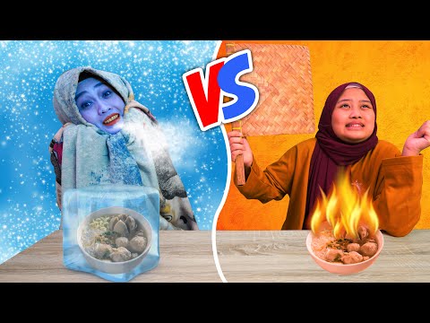 TANTANGAN MAKANAN PANAS VS DINGIN SEHARIAN! kapok