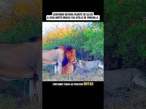 Leopardo devora filhote de Leões e a Leoa sai em busca de vingaça #animais #curiosidades #shorts