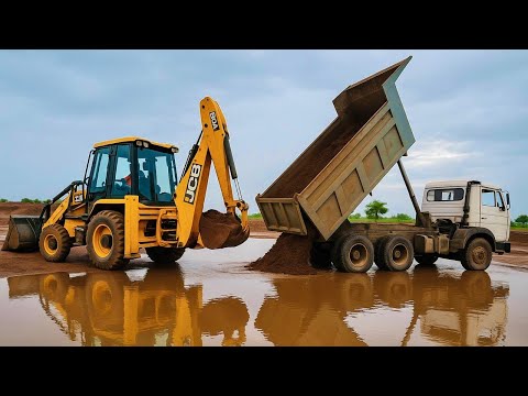 ‼️JCB 3DX Backhoe Loading | 4x4 Tractor & Tata Truck Soil Loading Work Jcb Machine ‼️