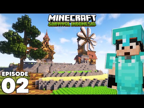 Membangun Area Pertanian Lengkap Dengan Build Windmill - Minecraft Survival Indonesia (Episode 2)