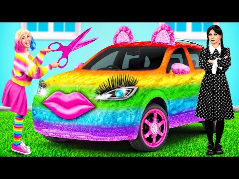 Rainbow Car vs Black Car Challenge | Funny Moments by TeenTeam Challenge