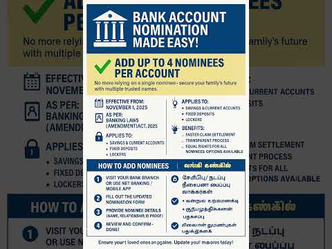 வங்கி கணக்கில் 4 நியமனர்களை சேர்க்கலாம்!