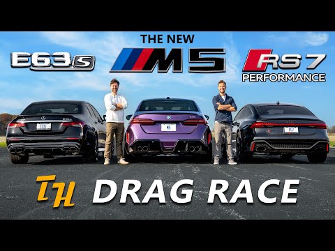 Drag Race Showdown: BMW M5 vs Mercedes AMG E63S vs Audi RS7