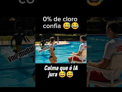 Homen muda de tom de pele ao entrar na água com cloro kkk é IA #meme #ai #humor #ias #memes