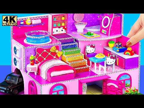 How To Make Hello Kitty House with Cute Bed, Laundry Set, Rainbow Stair ❤️DIY Miniature House