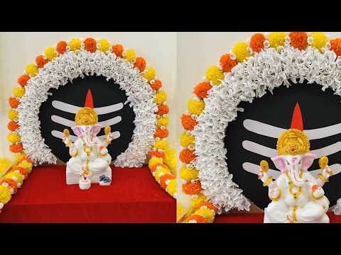 Ganpati Decoration Ideas At Home || Ganapathi Decorations || Ganpati Makhar || Ganesha Makhar DIY