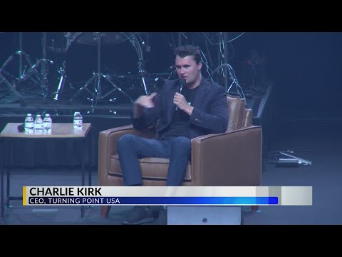 YouTube video thumbnail: Supporters, Protesters Attend Charlie Kirk Speech at Albuquerque Church