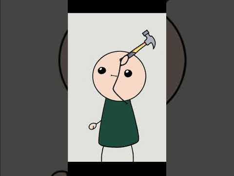 The guy is hammering a nail. Stickman memes video. Funny animation meme.