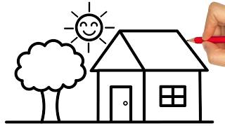 HOW TO DRAW A HOUSE EASY - HOW TO DRAW A HOUSE STEP BY STEP