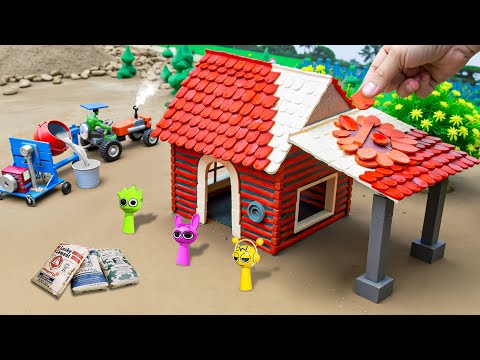 diy mini rc tractor Solid Mini Brick Stilt House Building Science Project | Heavy rain