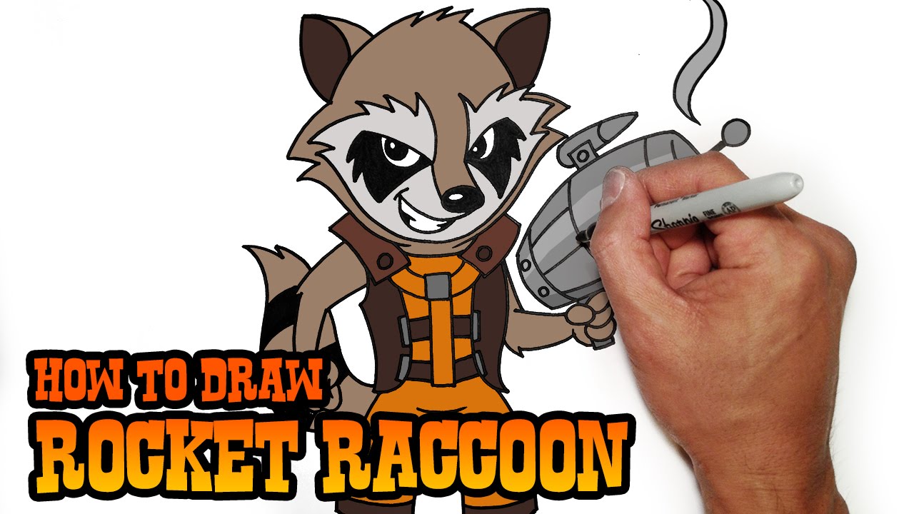 How to Draw Rocket Raccoon- Step by Step Video Lesson