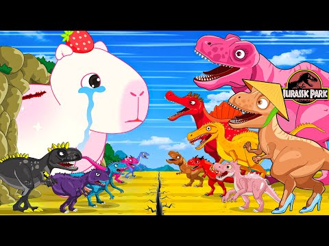 Cabybara, Indominus Rex vs Megalodon, Velociraptor, Carnotaurus: Jurassic World Adventure Cartoon