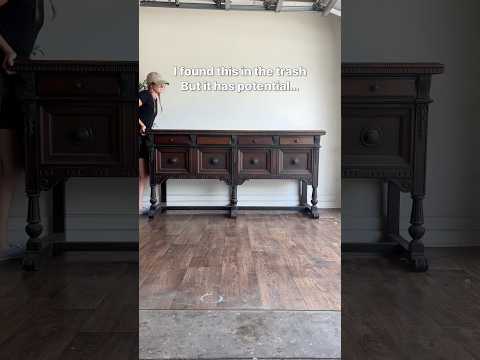 Can you believe this antique walnut buffet was in the trash?! Do you think the hard work worth it?